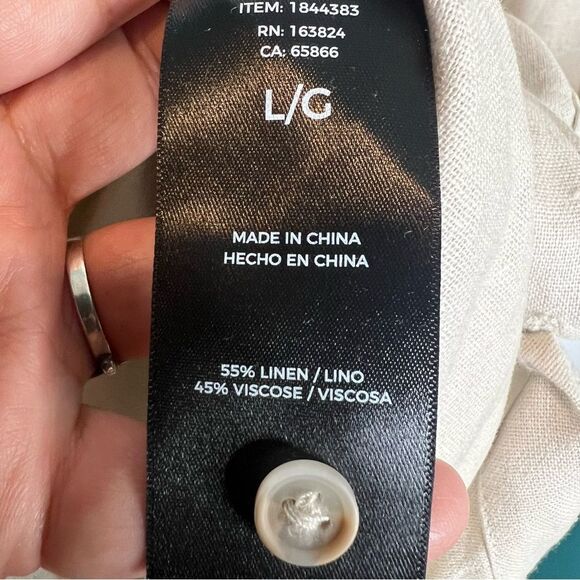 Well worn linen viscous blend button down short sleeves dress pockets - Picture 7 of 10